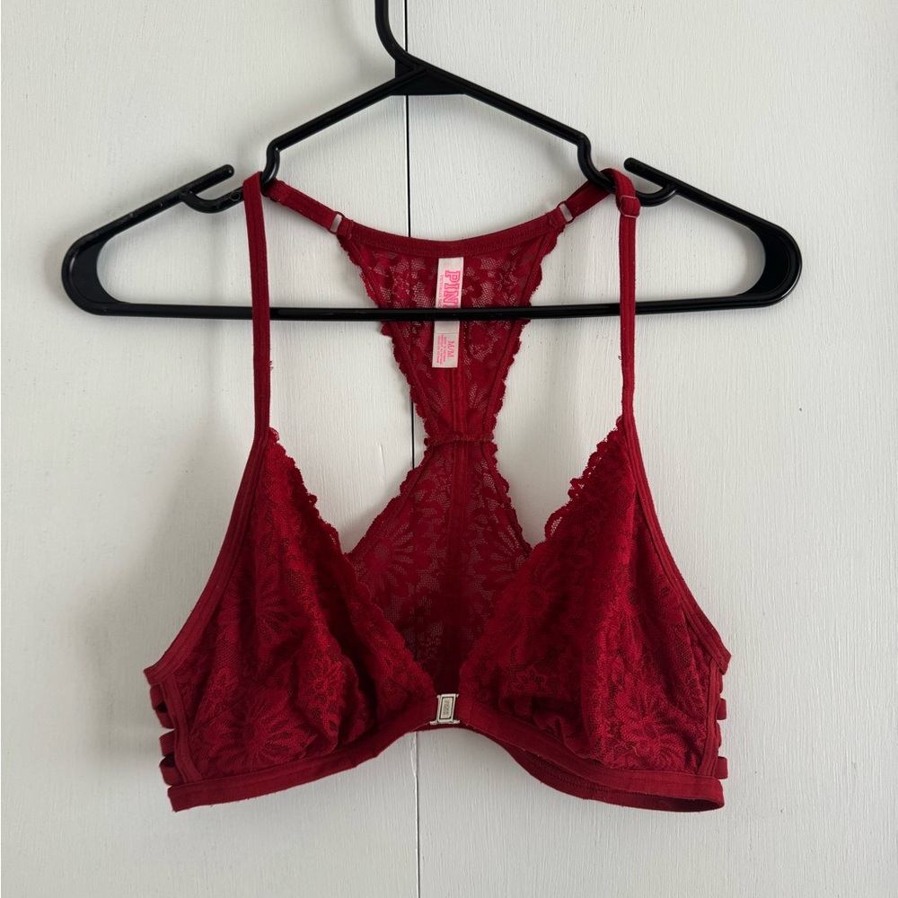PINK Red Lace Bralette